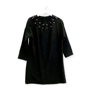 Zara black lacing & grommet shosrt sleeve tunic dress, Size S